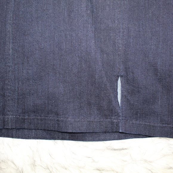 SOLD Express Strapless Front Slit Blue Denim Dress - Picture 4 of 8